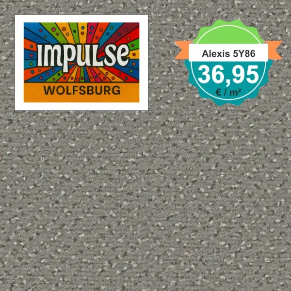 „Edler Wohnbereich mit Vorwerk Alexis Teppichboden in Granit – dunkler Veloursboden mit Steinoptik“